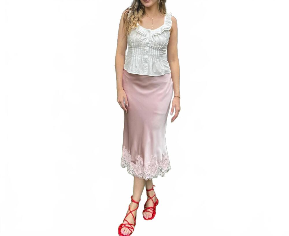 NEW LE LIS peony lace midi skirt in pink